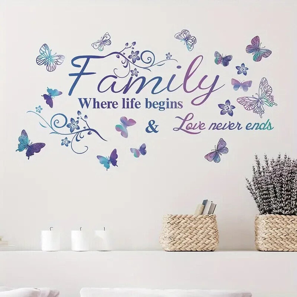 "Family Where Life Begins & Love Never Ends" Wall Decal 14.9" x 27.6" Home & Garden:Home Décor:Decals, Stickers & Vinyl Art Style Your Walls